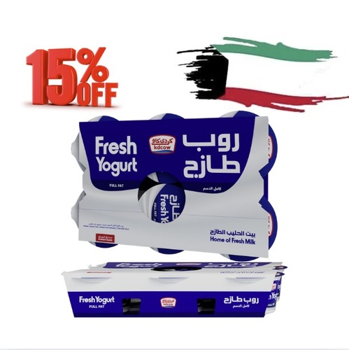 Full Cream Fresh Yogurt 170 Gm 6 Pieces - Fresh Yogurt Full Cream From 100% Fresh Cow’s Milk
Pasteurized & Homogenized Ingredients: 100% Fresh Cow’s Milk , Min. Fat 3% , Min. 8,5 % MSNF , Culture , Milk Solids , Approved Emulsifiers & Stabilizers: Guar Gum (E 412) ,Carrageenan
(E 407) ,Vegetable Mono & Triglyceride of Fatty Acids
(E 471) ,Modified Starch (E 1422), Milk Proteins , Vitamins A & D3
Keep Refrigerated (0 to 5 °C )
 Expiry life: 10 days of production date