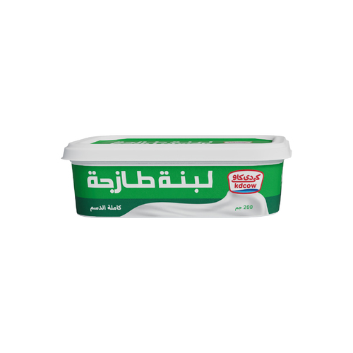 Fresh Labneh Full cream 200 GM - Fresh Labneh Full Cream From 100% Fresh Cow’s Milk Pasteurized & Homogenized Ingredients: 100% Fresh Cow’s Milk, fat Min. 15%, Min. 30% Total Solid, Milk Fat, Milk Solids, Culture, Max. 0.5% Salt, Approved Emulsifiers & Stabilizers: Pectins (E440 ), Acetylated di-starch ( E 1422) Keep Refrigerated (0 to 5 ⁰C ) Expiry life: 9 days of production date