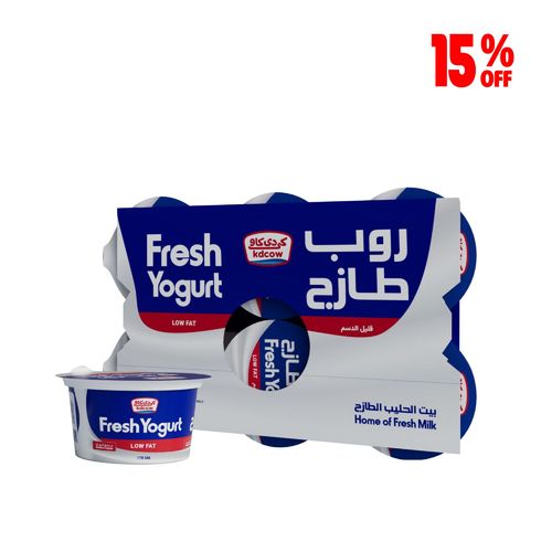 KDCow - KDCow Fresh Yogurt, Low Fat, 170g - Fresh Yogurt Low Fat From 100% Fresh Cow’s Milk Ingredients:
 100% Fresh Cow’s Milk , Max. Fat 2% , Min. 8,5 % MSNF , Culture , Milk Solids , Approved Stabilizer Agar ( E 406) ,Vitamins A & D3
Keep Refrigerated (0 to 5 °C )Expiry life: 10 days of production date