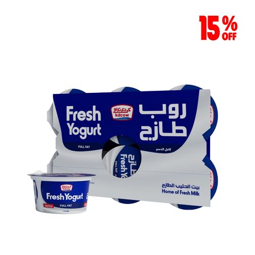 KDCow - KDCow Fresh Yogurt, Full Cream, 170g x 6 Pcs - Fresh Yogurt Full Cream Made From 100% Fresh Cow’s Milk
 Ingredients: Min, Fat 3% , Min. 8,5 % MSNF , Culture , Milk Solids , Approved Emulsifiers & Stabilizers: Guar Gum (E 412) ,Carrageenan
(E 407) ,Vegetable Mono & Triglyceride of Fatty Acids
, Milk Proteins , Vitamins A & D3
Keep Refrigerated (0 to 5 °C )Expiry life: 10 days of production date