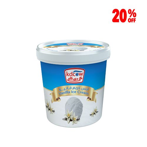 KDCow - KDCow Ice Cream, Vanilla, Tubs, 1 Liter - Vanilla Ice Cream
 Ingredients:
Fresh Cow’s Milk, Sugar, Min. Fat 10 %, Min. 30 % Total Solids  Butterfat , Vegetable Fat (Palm Oil), Glucose , Milk Solids, Approved Emulsifiers & Stabilizers: Carob Bean Gum (E 410), Guar Gum (E 412), Vegetable Mono & Diglycerides of Fatty Acids (E 471 ), Nature Identical Vanilla Flavor
Keep Frozen Below (-18 ˚c) 
Expiry life: Year of production date