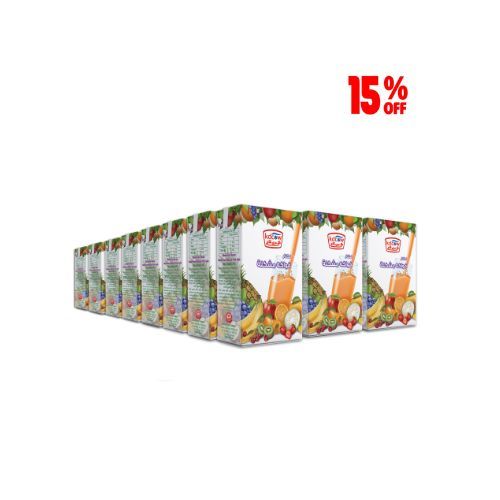 KDCow - KDCow Cocktail Nectar Juice, 250ml x 24 Pcs - Mixed Fruit Nectar Made From Natural Fruit Juice Concentrate
 Ingredients:
Purified Water, Mixed Fruit Juice Concentrate(Apple, Orange ,Pineapple ,Passion Fruit, Apricot, Mango, Guava ,Banana),Sugar Chill Before Serving
Will remain fresh taste and retain its nutritional value until the expiry date if stored at a temperature below +25 ºC provided that package integrity is maintained
Refrigerate after opening and consume within 3 days.
Shake Well Before Use Expiry life: 9 months of production date
