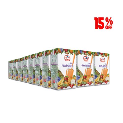 KDCow Cocktail Nectar Juice, 250ml x 24 Pcs - Mixed Fruit Nectar Made From Natural Fruit Juice Concentrate
Ingredients:
Purified Water, Mixed Fruit Juice Concentrate(Apple, Orange ,Pineapple ,Passion Fruit, Apricot, Mango, Guava ,Banana),Sugar Chill Before Serving
Will remain fresh taste and retain its nutritional value until the expiry date if stored at a temperature below +25 ºC provided that package integrity is maintained
Refrigerate after opening and consume within 3 days.
Shake Well Before Use Expiry life: 9 months of production date