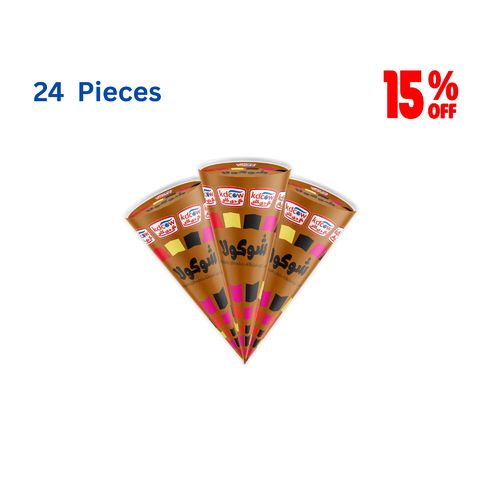 KDCow Ice Cream, Chocolate, Cones, 120ml × 24 Pcs - Chocolate Ice Cream Covered with Almonds and Chocolate, Packed in a Crispy Wafer Cone Contains 10