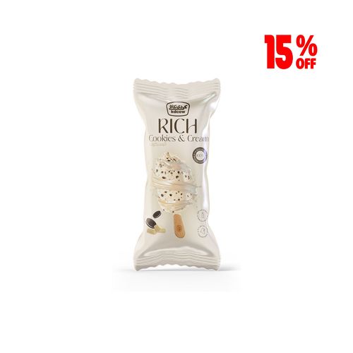 KDCow Rich Ice Cream, Cookies & Cream, 20x100ml - KDCow Rich Ice Cream made with fresh milk coated with white Belgian chocolate & Cookies for a rich, creamy and crunchy taste made for your indulgence.
