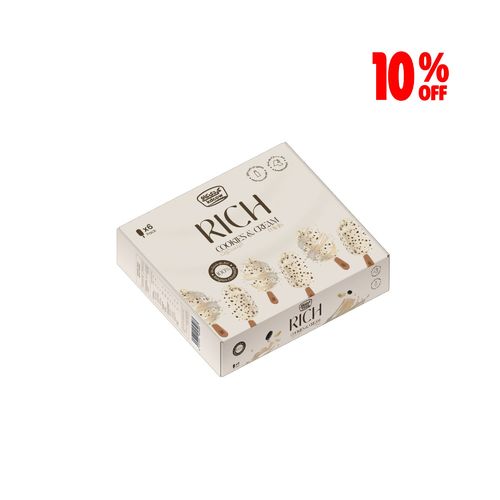KDCow Rich Mini Ice Cream, Cookies & Cream, 6x60ml - KDCow Rich Ice Cream made with fresh milk coated with white Belgian chocolate & Cookies for a rich, creamy and crunchy taste made for your indulgence.