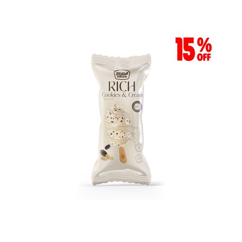 KDCow Rich Ice Cream, Cookies & Cream, 20x100ml - KDCow Rich Ice Cream made with fresh milk coated with white Belgian chocolate & Cookies for a rich, creamy and crunchy taste made for your indulgence.