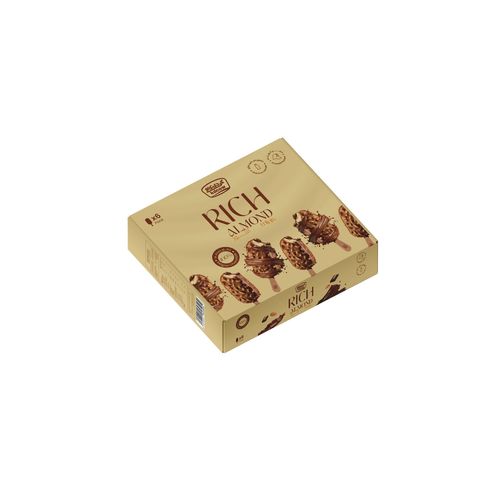 KDCow Rich Mini Ice Cream, Almond, 6x60ml - KDCow Rich Ice Cream made with fresh milk coated with Belgian chocolate & almond for a rich, creamy and crunchy taste made for your indulgence.