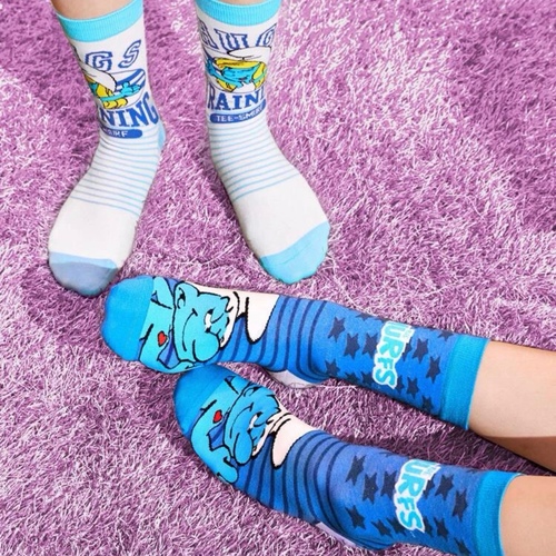 Two pairs of Smurfs socks