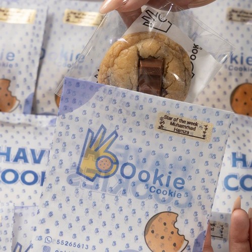 white giveaways - Giveaway cookies, you can choose any kind of cookies, or choose mix for all kinds, optional, piece of white flower and stickers with the caption you choose. please write the caption (English or Arabic) down in (leave your message) box.