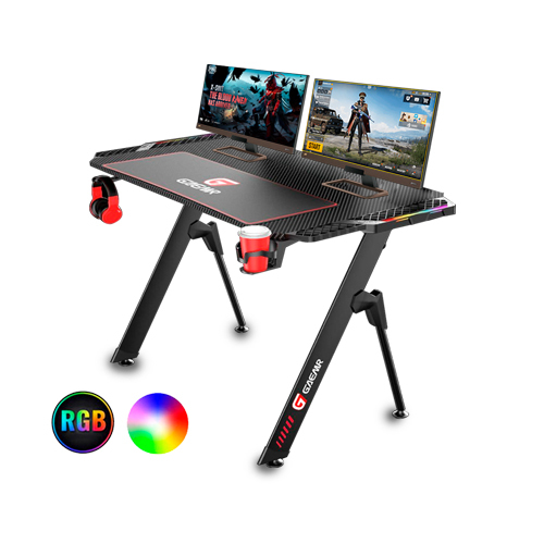 Carbon fiber gaming table with RGB lighting 140 cm