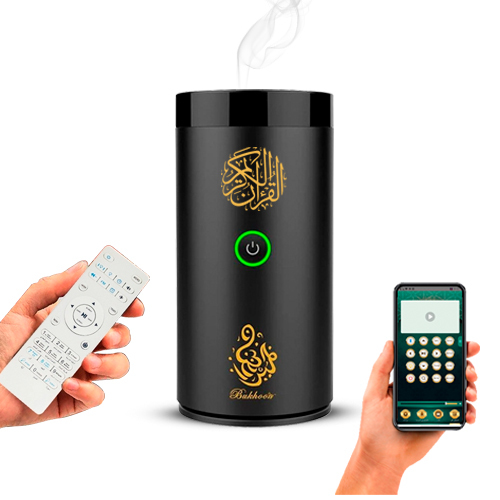 BUKHOOR DEVICE BURNER FOR CAR WITH FULL HOLY QUR'AN SPEAKER | SQ-620 ( BLACK ) - This car incense burner can using the remote and mobile app to control the Quran speaker and enjoy listening. The function of recitation is smooth and the fragrance is fine. Made with high technology,small size and portable, easy to carry. Playing MP3 audio, support any audio MP3 files.This car incense burner can using the remote and mobile app to
control the Quran speaker and enjoy listening. The function of recitation is smooth and the fragrance is fine.  Made with high technology,small size and portable, easy to
carry.NOTE :Playing MP3 audio, support any audio MP3 files.