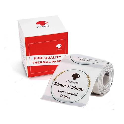 PHOMEMO140pcs/ 50mmX50mm Transparent Round Flower Frame C Label - 1 Roll - Specifications:-- Transparent clear round styles of thermal sticker printing label-- With adhesive on the backside of each roll of paper, you can easily stick it everywhere-- ECO friendly & Safety: no ink required, Bisphenol-A free.-- Feature: waterproof, oil-proof, tearproof, great adhesive, and leave no trace -- It can be used as price labels. organization label, item label, etc, which helps you stay organized for your work and life.   Product NameClear Round Sticker Multi-Purpose Thermal Label  (140 labels/per roll)Applicable ModelsPhomemo M200 Label PrinterSize (Per Label)
50mm*50mm/ 1.97