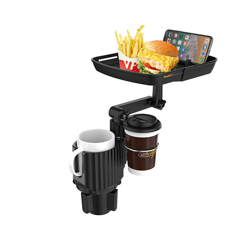 Car cup holder with food tray