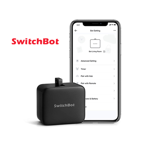 SwitchBot Bot Smart Switch Button - Black - SwitchBot Bot Push Button Black Control any switch from the mobile 
 Control lighting, start the computer, the coffee maker or the stereo - only your imagination sets the limits. SwitchBot Bot can push in and out most buttons and can also hold buttons for a certain time - perfect for e.g. some coffee makers. The unique advantage of a push button is that the switch you want to control does not need to be replaced or tampered with. 
 Combine the button with the associated smart home controller SwitchBot Mini Hub to control the buttons outside the home and integrate the buttons with other smart home systems. 
 Completely universal - presses buttons regardless of design. Easy installation in just 10 seconds - mounts with double-sided M3 tape. Does not require a hub or Wi-Fi connection to work - communicates directly to mobiles and tablets via Bluetooth LE. Can, in addition to pressing down, also pull up power switches and buttons, as well as holding down a button for a certain time. Scheduling and timers in the associated SwitchBot app. Complete with the SwitchBot Mini Hub for more features, out-of-home control and integration with Google Assistant, Siri, Alexa and IFTTT. Powered by included CR2 battery. Dimensions: 42.5x36.5x24 mm. Weight: 40 g.