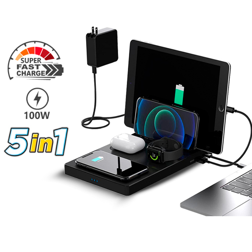 5in1 100W Ultra Fast Wireless Charging Station for Multiple Devices