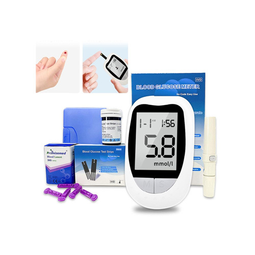 Blood Glucose Meter - Blood Glucose Meter Package Listing: 1 x Blood Glucose Meter 1 x Blood Collection Needle 1 x Test Chip 1 x Manual 1 x Storage Box Test Strips (50PCS 100PCS) Lancets  (50PCS 100PCS) FEATURES:  1. Accurate measurement  2. Micro blood collection   3. 180 sets of numerical records   4. Measure your blood sugar status at any time--Small, sleek shape, easy to store, and ready for measurement 5. High-definition LCD digital display--High-definition digital display, 180 sets of data records, time display, exceeding the standard reminder 6. Accurate Measurement Results--More electrodes, accurate measurement results, 2-way inductance siphon suction, left and right hands can be easy to operate 7. Micro blood collection--Close to painless blood collection, blood volume is as low as 1 μL 8. Convenient Detection--Give a test chip to understand the status of the blood glucose meter anytime, anywhere 9. Portable storage box--Protect the blood glucose meter, organize and store, easy to carry 10. Low power consumption for long time use 11. After the meter counts down form 8 to 1,the test result shows up,Automatic shut off in 3 minutes. SPECIFICATIONS: Item Type: Blood Glucose  Material: ABS  Commodity Quality Certification: CE  Applicable disease: Diabetes  Index: Blood glucose Blood sugar  Data Display: mg/dL Sample volume wants demand: 1μL Operating temperature: 10℃~40℃（50℉~104℉） Operating humidity: 20%~80% Applicable volume ratio range: 25%~65% Test Range: 20~600 mg/dl Test Time: 8s Memory capacity: 180 Power saving device:3 minutes no operation automatic shutdown Operation mode: Continuous operation Test scenario settings: Can be marked before meal, after meal, the value of the test tube Operating Voltage: DC3V