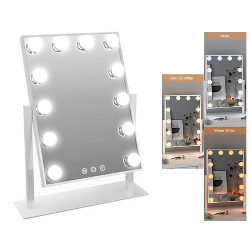 Large functional makeup mirror with 12 adjustable LED lights