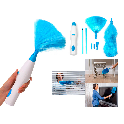 Portable rechargeable electric spinning duster and flapper - The light weight and portable electric spin duster is easy to use, which help to get the dust cleaning job done with ease. Battery Operated Electric Duster powered by 4pcs 1.5V AA batteries (Not included), one button On/Off, easy to operation. Comes with 2 types of duster brush head for conveniently usage and various cleaning tasks. Solid PP ergonomic handle ensures comfort grip to reduce fatigue even after long period of working. Equipped with 2pcs connecting rod, which allows you to extend the duster into the desire length as needed. Help to dust on the ceiling fan, keyboard, TV or computer monitors, window-shades, and more.Specifications:Material: PP Power Supply: 4 x 1.5V AA battery (NOT included) Connecting Rod Size: 190 x 10mm / 7.48 x 0.39in Item Size: 235 x 55mm / 9.25 x 2.16in Item Weight: 320g / 11.29oz Package Weight: 420g / 14.82oz Package Size: 28 x 15 x 8cm / 11.02 x 5.91 x 3.15inPacking Includes:1 x Electric Duster 2 x Brush Head 2 x Connecting Rod