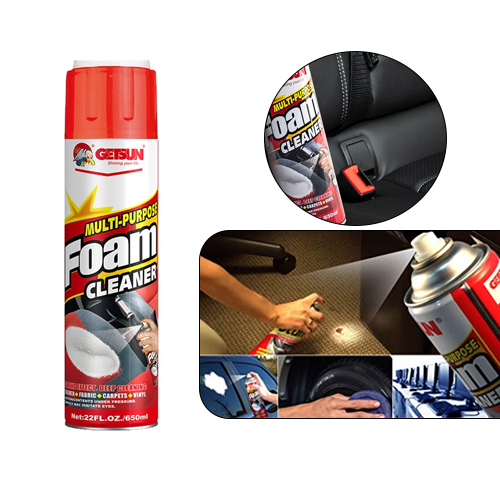 GETSUN MULTI-PURPOSE FOAM CLEANER - 650ML - Brand: GETSUNVolume: 650mlQuick and easy way to clean carpets and upholstery, including wool, nylon and other syntheticsDeep cleaning foam penetrates fabric to lift and suspend soilIt is environmental with no phosphate, and insensitive to skin