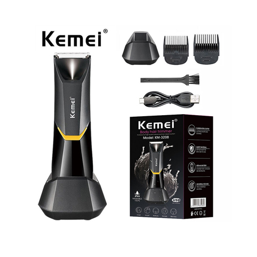 Kemei KM-3208 full body shaver for men and women - Kemei shaver for men and women is small in size. You can carry it easily and use it for sensitive areas, and get a clean look that is completely free of filaments. ☑️ Allows you up to 45 minutes of battery life after a full charge. ☑️ Complete water resistance ☑️ This men's body hair trimmer can solve the body hair problem for you, and keep your body clean, healthy and beautiful all the time. ☑️ It can be charged with a fast USB charging base to provide maximum convenience. ☑️ The cordless, lightweight and adjustable design provides you with unlimited comfort. ☑️ It also comes with an adjustable protector for different hair lengths. ☑️The 100% waterproof rechargeable men's intimate shaver can be used both wet and dry, and you can safely use it in the shower. ♻️ Specifications: IPX4 100% washable Charging time: 1.5 hours Comfortable wireless use Using 45 minutes straight Mute design