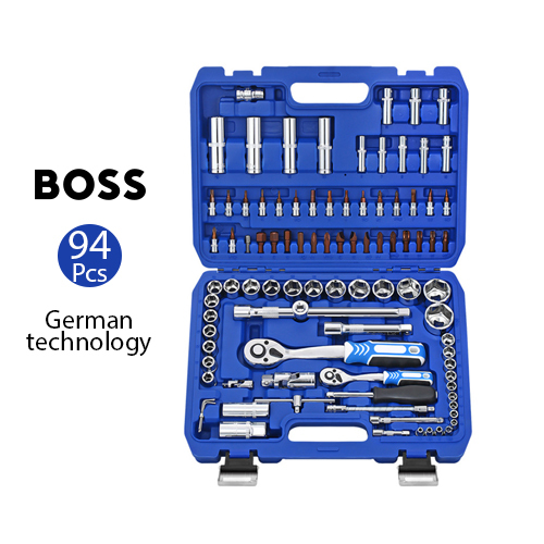 Boss Home and Car Hand Tools Set - 94 Pieces - made of chrome vandium steel, Heat-treated and hardened socket, wrench and other tools. satin with chrome plated. Design for repair store 94 PC  Good quantity for professional market