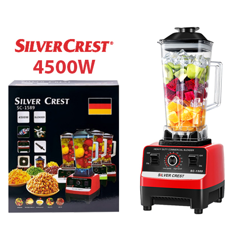 SILVERCREST 4500W SC-1589, multifunctional 2-in-1 blender- 2.5L - Multi-functional 2-in-1 electric blender/grinder, 2000ML/500ML Capacity, Voltage: 220V, Power: 4500W, Motor: 9520 Al, Material: ABS+S/S-304, Stainless Steel Multi-blade