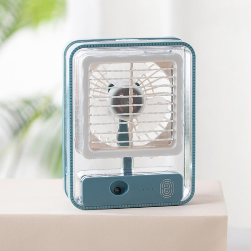 Small personal desk fan with spray sprayer, led Night Light , Rechargeable - Blue - Open media 1 in modalOpen media 2 in modalOpen media 3 in modalOpen media 4 in modalPlay videoOpen media 6 in modalOpen media 7 in modalOpen media 8 in modalOpen media 9 in modal