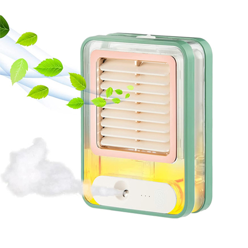 Small personal desk fan with spray sprayer, led Night Light , Rechargeable - Green - Open media 1 in modalOpen media 2 in modalOpen media 3 in modalOpen media 4 in modalPlay videoOpen media 6 in modalOpen media 7 in modalOpen media 8 in modalOpen media 9 in modal