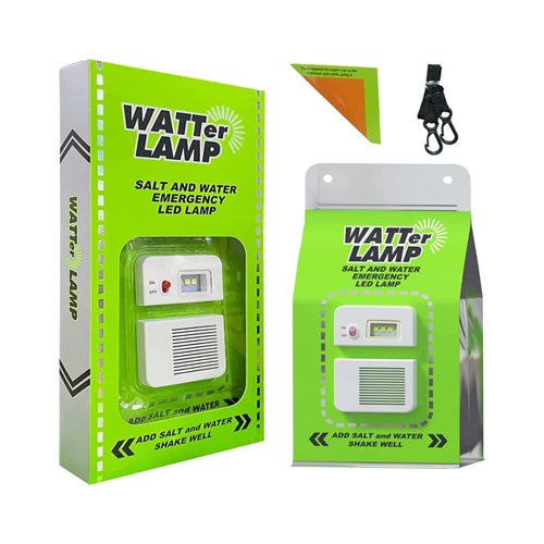 Salt water powered emergency lamp LED for camping, fishing and outdoor activities - Product Details【Bright & Portable】Equipped with 3 LED lights, LED night light can get as bright as 50 lumens. The output current is 100mA, and the power is 0.5W. 【Salt Water LED Lamp】Pour in about 15g of salt and fill with water up to the water level line ready to use. Household salt can also be used, no water quality, purity requirements. 【 Emergency Lamp】In special cases, adding seawater or urine can also use emergency lights, it just affects the brightness a little bit. When you go camping or the power goes out, emergency lights are a good option just in case. 【Compact & Lightweight】With its collapsible design, the lamp is portable like a smartphone and it's lightweight; Easily pack it in your backpack or emergency kit while camping or hiking. 【Water Lamp is only an emergency use lamp】Intermittent use up to 200 hours, can be used for more than 70 days. Or clean and dry to keep for a long time (up to five years).Style1 PCSBrandBigvendedorColorGreenProduct Dimensions2