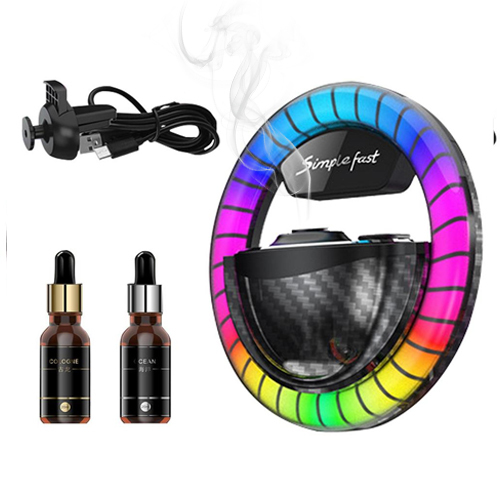 Car air freshener with RGB light that works on the sound inside the car - rechargeable - Description:
This Car Diffuser Vent Clip is also an RGB ambiance light. Perfect and practical auto interior decor. Automatically turn on/off with your car's on and off.
Features:
High-End Material: Made of high-quality aluminum alloy and PP material with a cool appearance.
Widely Used: Not only an air freshener but also an RGB ambiance light.
Great Gift: A perfect gift choice for friends and family who has a beloved car.

Specification:
Product Name: Car Diffuser Vent Clip
Product Material: Aluminum alloy + PP
Product Size: 85.6*34.6mm/3.37*1.36inch (approx.)
Input Voltage: DC 5V 1A
Input Interface: Type-C USB
Frequency Response: 100-16kHz
Use Method: Press and hold the diffuser button for 3 seconds to turn on/off the aroma diffuser; Tap the diffuser button to switch the diffuser mode; Press and hold the light button for 3 seconds to turn on/off the ambiance light; Tap the light button to switch the light mode.

Packing List:
1 * Car Diffuser Vent Clip + 2 * 10ml replenishment essential oils (cologne/oceanic) + 1 * power cord + 1 * vent clip

Notes:
Due to the lighting effects and camera angles, there may be a color difference in the product, please understand.
Due to manual measurement, there may be an error in the product size.

See more product details
1.[Sufficient Modes]: Featuring 200 colors, RGB illusion beads, and 8 glare modes, Car Diffuser Vent Clip is enough to give you an enjoyable car trip, designed with multiple dynamic modes, symphony overlay, monochrome channel, and breathing.

2.[Delicate Decor]: Car Air Freshener Vent Clip is featuring a semi-transparent light ring and a hollow design, the perfect interior decor with a sound field induction, aimed to purify the air and bring the ambiance.

3.[The Usefulness]: Aimed to allow the fragrance quickly diffuse with the wind and fills the whole car, Car Air Mister is featuring a nano-atomized performance and a partial air leakage design, a practical and useful auto accessory.

4.[Special Feature]: Air Freshener for Car is featuring an intelligent noise reduction algorithm, designed with dazzling colors that synchronization of a sound rhythm, aimed to automatically induct .

5.[Intelligent Feature]: Designed to automatically start and stop with the car, Oil Diffuser for Car is -in large-capacity battery life (with a power cord, charging at any time), featuring ultra-low power consumption.