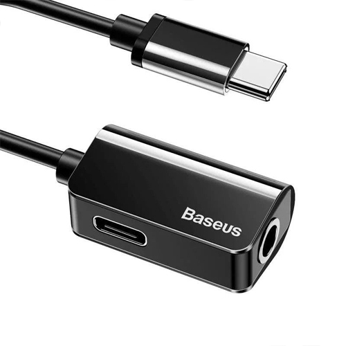 Baseus L40 Audio Adapter USB-C to Mini Jack 3.5mm and USB-C (Black) - The Baseus L40 has been specifically designed for mobile smartphones with a singe type-c port and no designated earphone socket. By connecting the L40 to your device you effectively expand your interface to include a 3.5mm jack suitable for connecting your headphones, along with a female Type-C port to facilitate simultaneous charging. This saves you needing to purchase Type-C earphones and also allows you the freedom to charge and listen to music at the same time!Two interfaces design allows you to charge the phone while listening to music simultaneously. It reads mobile phone audio data quickly. Output the better fidelity of sound. Only 11g weight and 12cm long. It is portable. Flexible TPE material protects the wire core. It is for Type-C mobile phones.