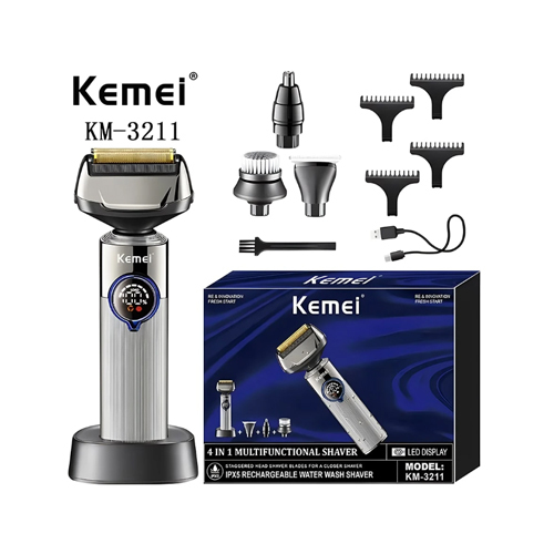 Kemei KM-3211 Professional Electric Foil Shavers Waterproof IPX5 Usb Charging Beard Shaver for Men B - Silver color Material: stainless steel Batteries included: Yes Batteries required: No Power supply: Rechargeable