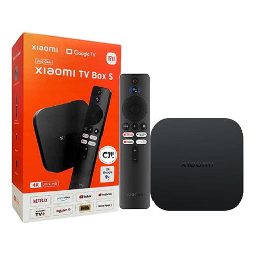 Xiaomi TV Box S 2nd Gen - 4K Ultra HD Streaming Media XS2 - Xiaomi brand Bluetooth connector type Resolution 4k Internet services and Google TV programs Remote control type, remote control, wifi black color 13 ounces (368.55 grams) ovenproof Product Dimensions: 3.75