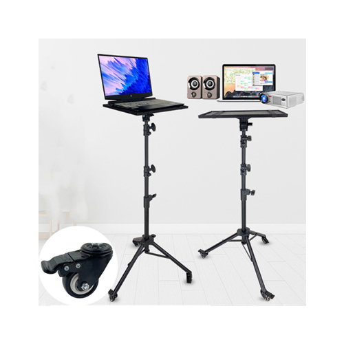 Universal Wheel Sliding Projector Computer Stand 0101 - Material: aluminum alloy + ABS Height up to: 130 cm
 Bracket diameter: 30-25-22mm Bracket height: 0.66-1.25m Metal tray: 28.5cm-38.5cm Weight: 2.9 kgUse the Laptop Projector Tripod Stand to maximize your working area wherever you work. Dynamic and large capacity stand is perfect for carrying laptops, projectors. Built with an adjustable frame that’s extremely easy to modify to fit your needs. Can stretch up to 49.2 inches in height when needed. Designed with a large tabletop that’s complete with a mouse pad and phone holder. Folds down and disassembles to a manageable size, making it easy to carry around Comes with non-slip feet that keep it secure on the ground. Fitted with a 360-degree rotating tray. Mobile phone holder is suitable for 3.7-6.3 inch mobile phones. Made with durable iron that won’t rust or break down with years of use