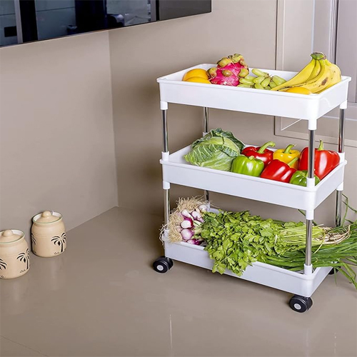 Plastic 3 RACK Kitchen Rack Basket for Kitchen 1019 - Discover a new level of versatility: As this vegetable organizer seamlessly adapts to various spaces, from the kitchen to the bedroom, bathroom, or office. Its multifunctional design becomes a stylish and practical addition to any room, enhancing both aesthetics and order.Embrace the freedom to rearrange: Customize, and optimize your storage with a rack that effortlessly aligns with your lifestyle. This isn't just about keeping items in order; it's about creating a harmonious and visually appealing environment that resonates with your unique preferences.Modular System: Create a customized storage system with the modular design of this rack. Connect multiple units to build a larger storage solution tailored to your specific space and organizational requirements.Kid-Friendly Design: The rounded edges and sturdy construction make this storage rack safe for households with children. Create an organized and child-friendly environment in any room of your home.Multi-Purpose Use: Beyond being a vegetable stand or kitchen storage, this versatile rack can serve as a practical solution for organizing cleaning supplies in the bathroom, accessories in the bedroom, or files and stationery in the office.