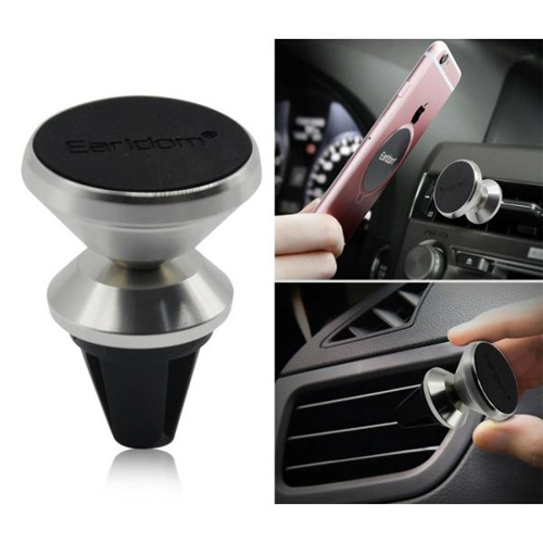 Earldom EH22 Magnetic Car Holder - Strong Magnetic - 360' Rotation - Classic design - Enviromental friendly, and durable - Backside vent mounted design, fits air vent blades for most cars - Simple to setup and easy to use - Universal Two pieces of aluminum alloy in a circular or rectangular shape are placed inside the phone case to stick to the magnetic base