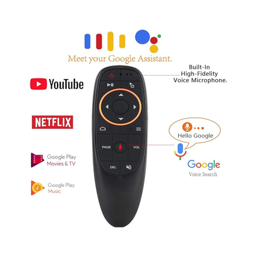 2.4G RF Voice-activated Air Mouse Remote Controller with 6-Axis Gyroscope and IR, with Audio Input R - Supports voice input for talking with friends or voice input for words. Please note that the voice search function cannot be via the app, it only works with the built-in voice search box or apps. You need to download Google Assistant APP->Set Google as default assistant app to access instant->Press the microphone button and the voice function will open automatically. The mouse arrow is easy to move accurately. The six-axis gyroscope sensor helps in precise remote control of your TV or PC. The wireless air mouse comes with a frequency of 2.4 GHz. Supports stable and highly sensitive wireless control up to 10 meters away from the USB receiver (included). Supports almost all devices with USB input. Insert the USB receiver into the USB port and start enjoying the audio air mouse remote