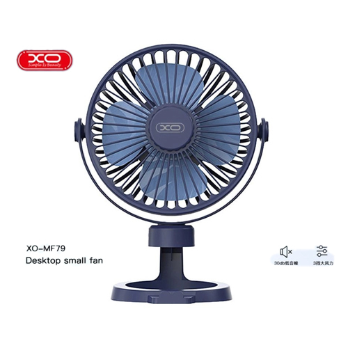 Variable Angle Fan + Stand + Timer XO-MF79 - • Input Voltage: 5V/2A • Battery Capacity: 2400mAh • Working Time: 2-5.5 Hours (Base On Using) • Charging Time: About 2 Hours • Power Rating: 5W • Fan Level: 5 Levels • Dimension: 118*176*230mm • Weight: 338g The XO fan can be used for 2 to 5.5 hours, has 5 levels of cooling power, Low Noise type, low noise.