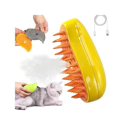 Steamy Cat Brush, 3 In 1 Cat Steamy Brush, Cat Brushes for Indoor Cats Shedding 1046 - 【Effortless Pet Grooming】: Our Steamy Cat Brush makes pet grooming a breeze. This multifunctional brush features a gentle silicone bristle design, ensuring it won't harm your pet's skin. The one-touch spray function helps eliminate flying pet hair while providing a soothing massage.【Gentle Silicone Bristles】: Crafted with ABS and silicone, our cat brush is designed with your pet's comfort in mind. Say goodbye to shedding and tangled fur with this versatile brush that caters to all your pet's grooming needs.【Multi Purpose Pet Grooming Tool】: Our Steamy Cat Brush is a game changer for pet owners. It's not just a brush, it's a multifunctional grooming tool. Perfect for cats and dogs, this brush with water spray is designed for easy, efficient grooming. The silicone bristles provide a comfortable massage, and the built-in water tank keeps fur under control.【Water Based Grooming】: This innovative brush is equipped with a water tank, turning grooming into a refreshing experience. The water spray function not only cleans but also massages your pet's skin. Say hello to a clean, happy, and relaxed pet with our Cat Steamy Brush.【Banish Pet Hair with Ease】: Tired of pet hair everywhere? Our 4 in 1 cat grooming brush is here to help. Say goodbye to messy hair and hello to a clean and happy pet. It's the ultimate pet hair removal comb with a water tank.