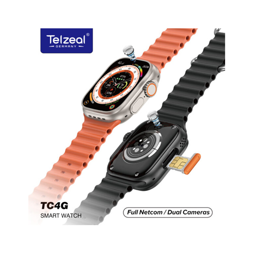 Telzeal TC4G Dual Camera & SIM Support Smartwatch 1764 - Telzeal TC4G Dual Camera & SIM Support Smartwatch – 3 StrapsSupports any network Nano Sim Card Supports 3G/4G Networks Android OS 1GB RAM + 16GB Storage Compatibility – Android and iOS Built in Various Fashionable Dials Sim Card Support and HD Calling Support Wifi Connectivity Support YouTube, Facebook Instagram and any other favourites apps IP67 Waterproof Technology Heartrate Monitoring Dual Camera 3 Pair Strap and Wireless Charger