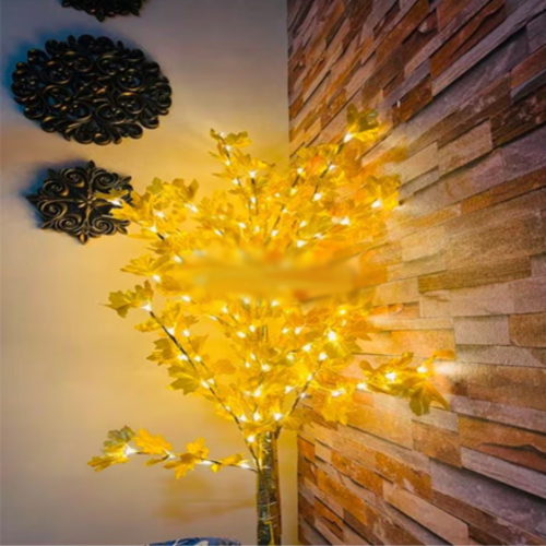 Luminous tree with LED lighting to decorate your home while enjoying distinctive lighting 3234 - Artificial LED leaf tree A luminous tree with LED lighting, a distinctive and wonderful shape to decorate your home while enjoying distinctive lighting. 
 Colour: gold Product dimensions: length x width: 60 x 180 cm Material: Plastic