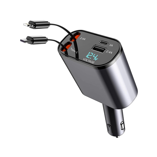 Retractable Car Charger, Type C Fast Charger with 120W Power 4779 - The VOLTAGE MONITOR- Smart Fast Charger ensures efficient and consistent charging of your device. This car charger, [Smart Fast Charger-VOLTAGE MONITOR] suitable for iPhone and Samsung Galaxy, includes built-in features like overcharging prevention, over current protection, over-voltage safety, temperature control, and short circuit safeguards to secure your device’s battery from damage caused by overcharging.[Flexible Retractable Design] The retractable car charger conveniently extends the cable up to 80cm and automatically retracts back for storage. This prevents any mess caused by tangled cables and promotes easy control and use. Moreover, due to its lightweight nature, it is highly portable and can be easily carried anywhere.[Multi-Fast Charging Protocol Certification] The fast-charging car USB-C charger is compatible with devices that support PD, QC3.0, AFC, MTK, and FCP. This includes a wide range of devices such as phones, tablets, notebooks, Switch, and more. Compatible models list iPhone 14/13/12/11/Plus/Pro/Pro Max/mini/XS/XS Max/XR/X/8 Plus/8/7 Plus/7/6S/6, Samsung Galaxy Note 20 Ultra/ Note10 Plus/ S23/S22/S22+/S22 Ultra/S21+/S20/S10 5G /A54/S/S9 Plus/S8+/Note 9, and Google Pixel 7/7a/6/6a/5/4xl/3xl/2xl/3a/4/4a/Nexus 6P among others.[Suitable for Various Vehicle Models] The car cell phone charger boasts extensive compatibility, designed to fit numerous vehicle models. The retractable charger is suitable for the common 12V-24V car outlets, ensuring a stable plug-in connection. It features smart shunt technology for safely charging your mobile device, and is firmly designed to stay plugged in, even on rough roads.[Buy with Confidence ]Included in the package is a 360-day worry-free replacement or refund policy. If you encounter any quality issues while using the retractable car charger, we can either replace it or refund you. We offer lifetime customer service support, available 24 hours a day. Please note that products with electrical plugs are intended for use in the US. International outlets and voltage may vary, meaning that an adapter or converter might be necessary for use in your location. Please ensure compatibility before making a purchase.