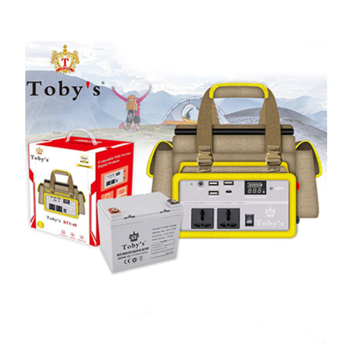 Toby’s 40,000/50000 MAh Battery With Built-In Inverter For Multiple Device Use & Jump Start Car 8828 - Description :Multipurpose Use: Charges multiple devices. Durable: High-quality material used. Built-in Inverter: High power source on the go. Power inverter: 500W. Battery capacity: 40,000/50000 mAH. Product Weight: 11.8 kg. Battery Type: Lead-acid Battery. What's In The Box :1 × 4A Home Charger. 1 × Jump Starter Cable. 1 × 500W Inverter. 1 × Battery. 1 × Mini bulb. 1 × Cob Lamp.