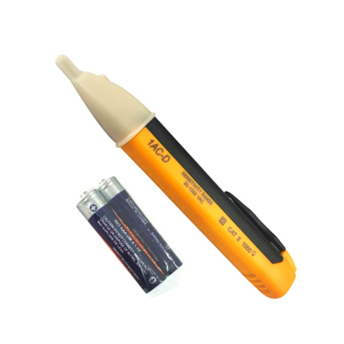 Voltage Tester Pen,Non-Contact Voltage Alert Sensor 90-1000V AC Socket Tester 9439 - The AC non-contact voltage testers pen, which is designed to pocket size, easy to carry and use.— just touch the tip to a terminal strip, outlet, or supply cord.●Just put the probe on the wiring can, when the probe is red and the test pen beep, you can determine the existence of voltage.●Test Voltage Range: 90-1000V AC●Material: ABS Plastic●Electricians, maintenance, service, safety personnel, and homeowners can quickly test for energized circuits in the workplace or at home.