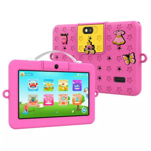 OTEETO TAB 5 Kids, 128 GB, WIFI, 7 Inch - Physical Characteristics Color Black & Pink Finger Print (Y/N) No Waterproof (Y/N) No Processor Processor Core Octa-Core 1.3 GHz Processor Speed 1.30GHz Battery Information Battery Size (mAH) 3500mAh Memory RAM SIZE 4GB Memory (internal) 4GB Dimensions Weight 0.27 kg Length 22.5 cm Height 15.5 cm Width 0.01 cm Software Operating System Android 13 Network & Communication Network Wi-Fi Camera Rear Camera 5 Front Camera Resolution 2.07MP Display Screen Size (inch) 7.0 INCH Screen Type IPS HD (WXGA 1280 x 800) Screen Resolution 1024 × 600 Other Made in China Series Name No Charger Compatibility microUSB 2.0 SIM Type No Call Features No Device Type Tablet