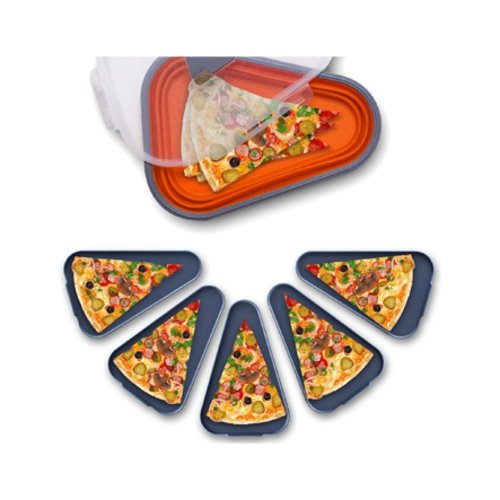 Reusable Expandable Pizza Storage Container 9476 - [Safe and durable pizza dish]: Our collapsible pizza slice storage container is made of BPA free silica gel and food grade silica gel, non-toxic, odorless, leak proof, non sticky and easy to clean. They can also be used in microwave ovens, refrigerators and dishwashers. This is the perfect gift for people who like pizza [Perfect storage container for pizza slices]: If you don't eat your pizza that day and then eat it the next day, the pizza won't taste as good because you didn't store it properly. The snap-on pizza box made by our team is perfect for you. The snap-on lid and seal provide a tight seal so that the pizza slices stay fresher for longer. Each collapsible container for pizza slices has a vent to promote microwave heating, which will keep your slices fresher and tasting better for longer [Save every place in the kitchen]: The collapsible pizza container can be retracted. You can use them very flexibly. When you don't need to store food, it can be simplified into a plate, which can be conveniently stored in your food cabinet. When you need to use it, it can be expanded to better save every place in the kitchen. [Reusable pizza tray]: The remaining pizza containers can be used not only for pizza, but also for other foods, such as cheese, pasta, pies, sandwiches, vegetables, fruits, etc. Silicone pizza containers with lids are light and easy to carry. They can be packed in lunch bags or backpacks for camping, hiking, traveling and picnicking. [Friendly customer service] You will get a collapsible pizza storage container. Pizza chips come with 5 microwave splitters. Enough to meet your need to store the remaining pizza. Silicone pizza bowl is suitable for pizza slices under 18 inches