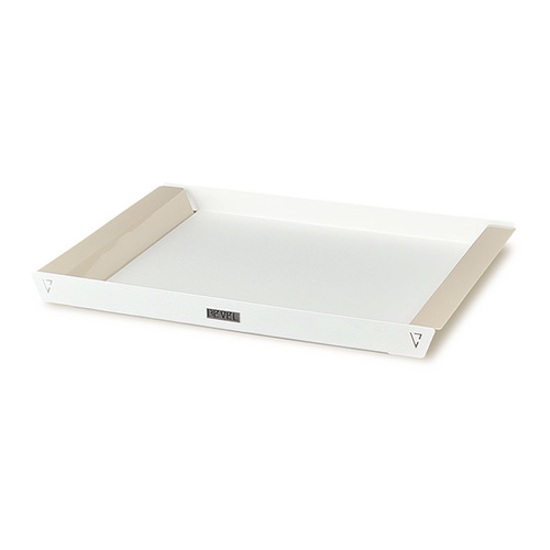 Small V Tray - Beige - Serving Tray - Metal Color: Beige and White Size : Small 41 x 29 cm