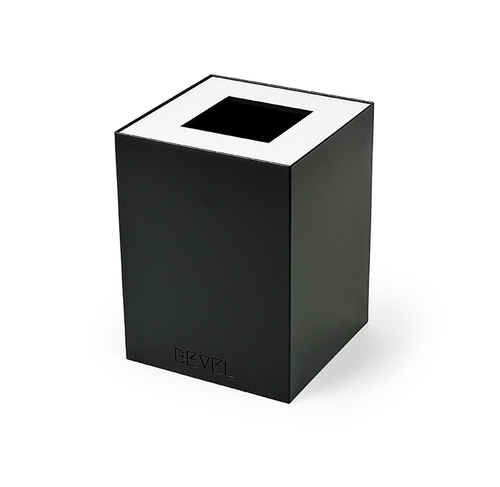 Waste Bin -  Black & Off-White Wood Lid - Metal waste bin (Black) with wooden lid (Off-White) Dimensions 21 x 21 x 28 (cm) For GCC, select even number of bins to complete the shipping box