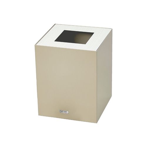 Waste Bin -  Beige & Off-White Wooden Lid - Delivery within 15 days 
 Metal waste bin (Beige) with wooden lid (Off-White) Dimensions 21 x 21 x 28 (cm)